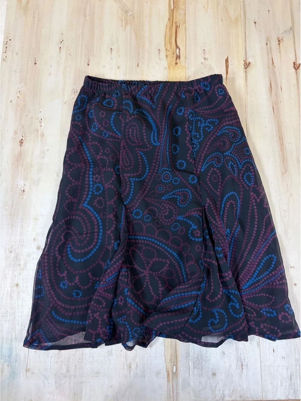 Vintage 90s Sag Harbor Paisley Midi Skirt - Boho Teal Pattern Petite Small
